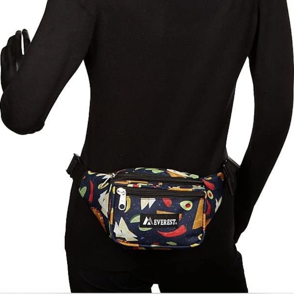 NWT Everest Navy Blue taco Patterned Belt Bag Fanny Pack Waist Bag - Picture 2 of 12